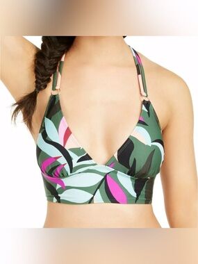 Hula Honey Juniors Hyper Tropics Printed Bikini Top, XS, SL1, New with Tags